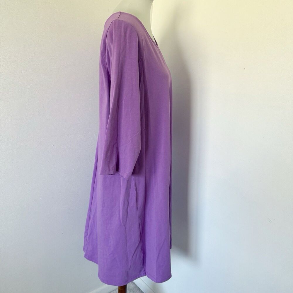 Attitudes by Renee Dress Sz 1X Regular Jersey Knit Purple Cotton Stretch Lilac - Picture 7 of 16